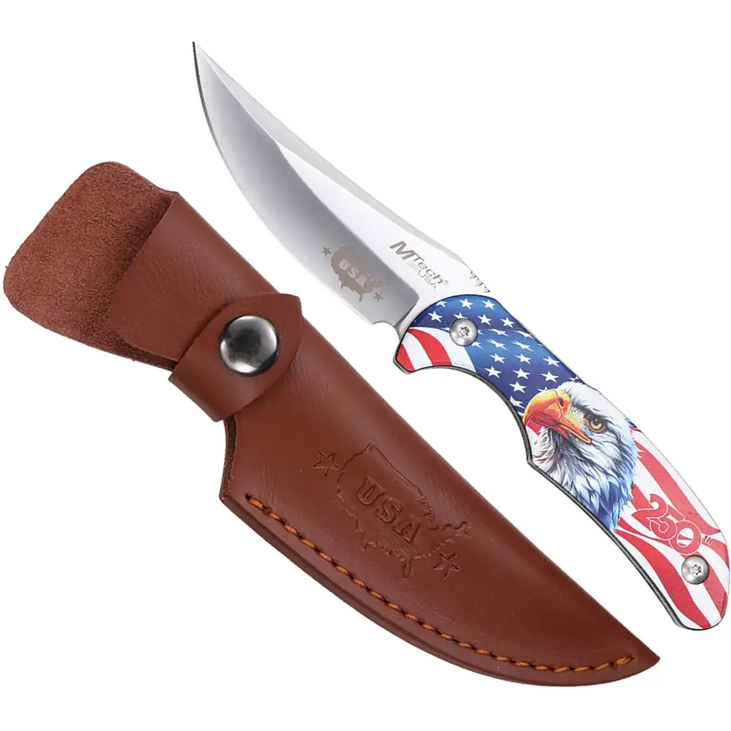 SAMPLE - Eagle Honor Patriotic Fixed Blade Knife - Satin Silver