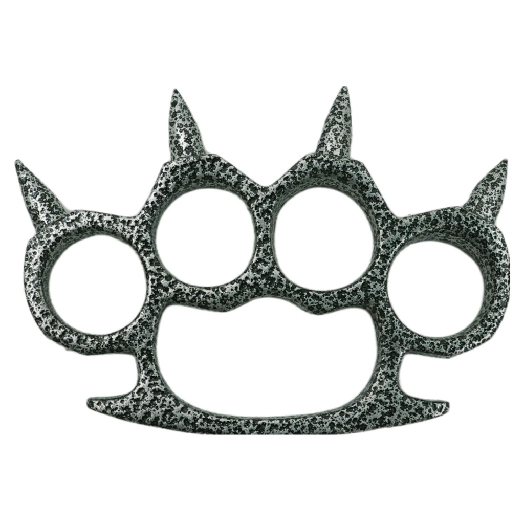 Damascus Shadow Solid-Spike Knuckle Duster - Black/Silver Steel