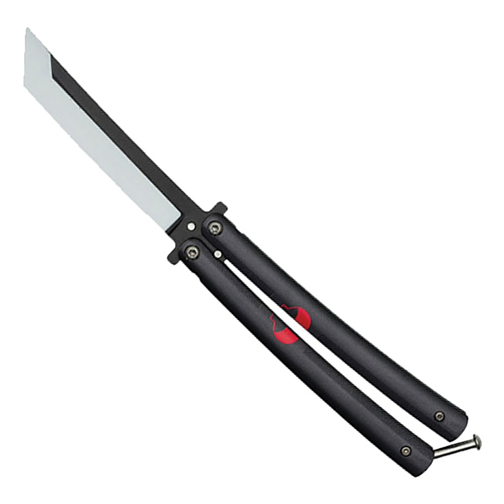 Crimson Kiss Two-Tone Tanto Butterfly Knife - Matte Black