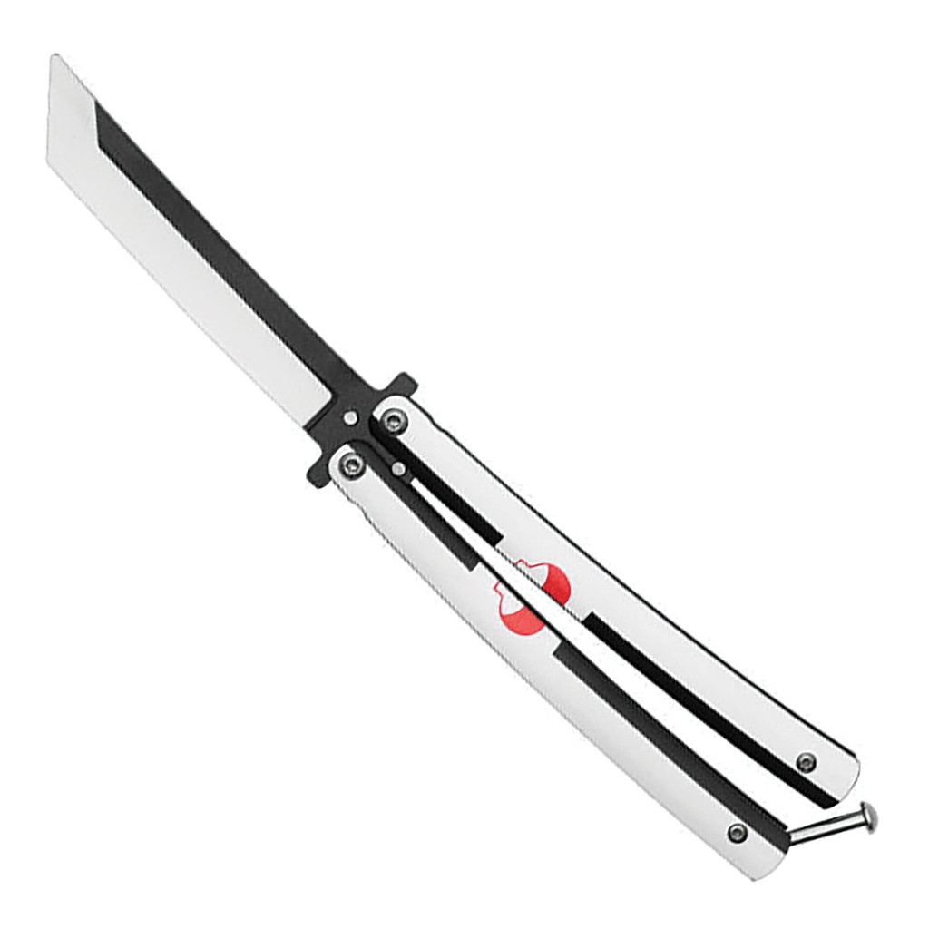 Kiss‑Cut Showpiece Reverse‑Tanto Butterfly Knife - Polished Steel