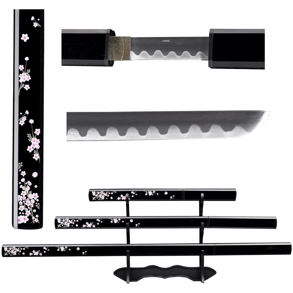 Sakura Trinity Display Samurai Sword Set - Black Blossom