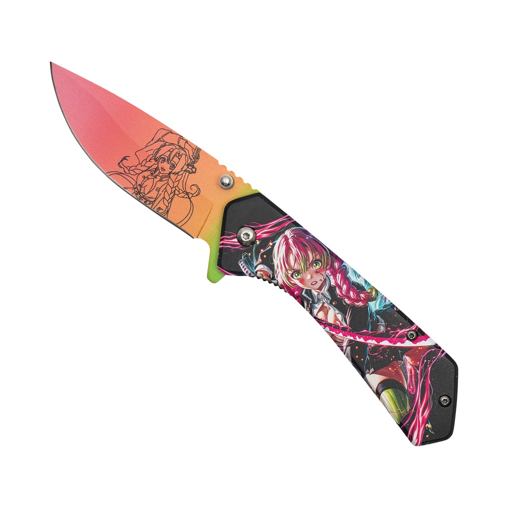 Breath of Love Anime Tribute Assisted Opening Knife - Gradient Pink Steel