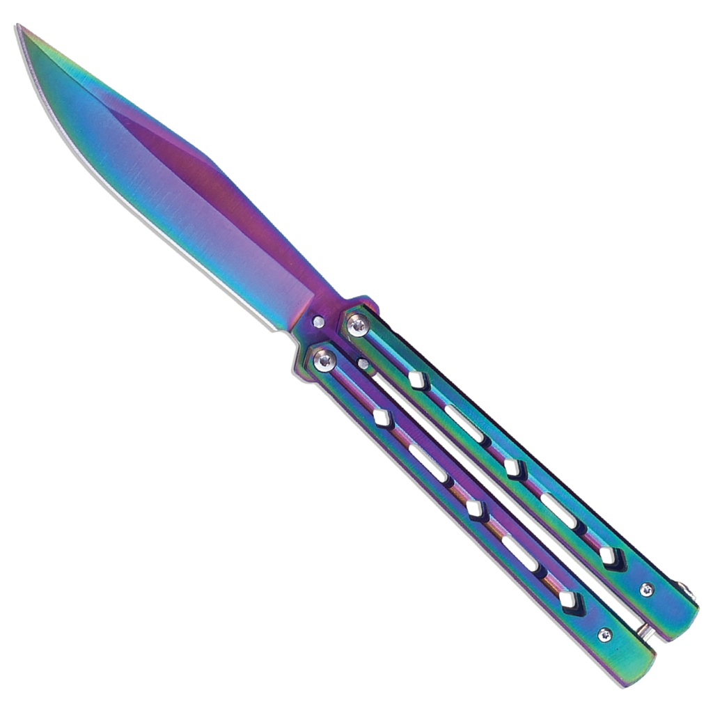 Prism Flip Showpiece Butterfly Knife - Rainbow Steel