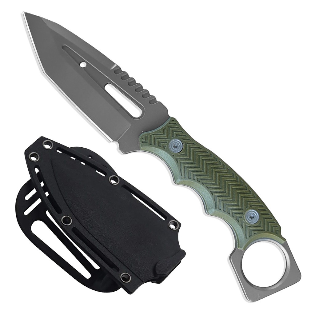 Cleaver Ring Tactical Fixed Blade Knife - OD Green