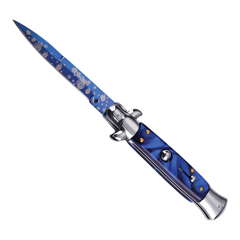 Godfather Blue Line Stiletto Switchblade - Gloss Blade