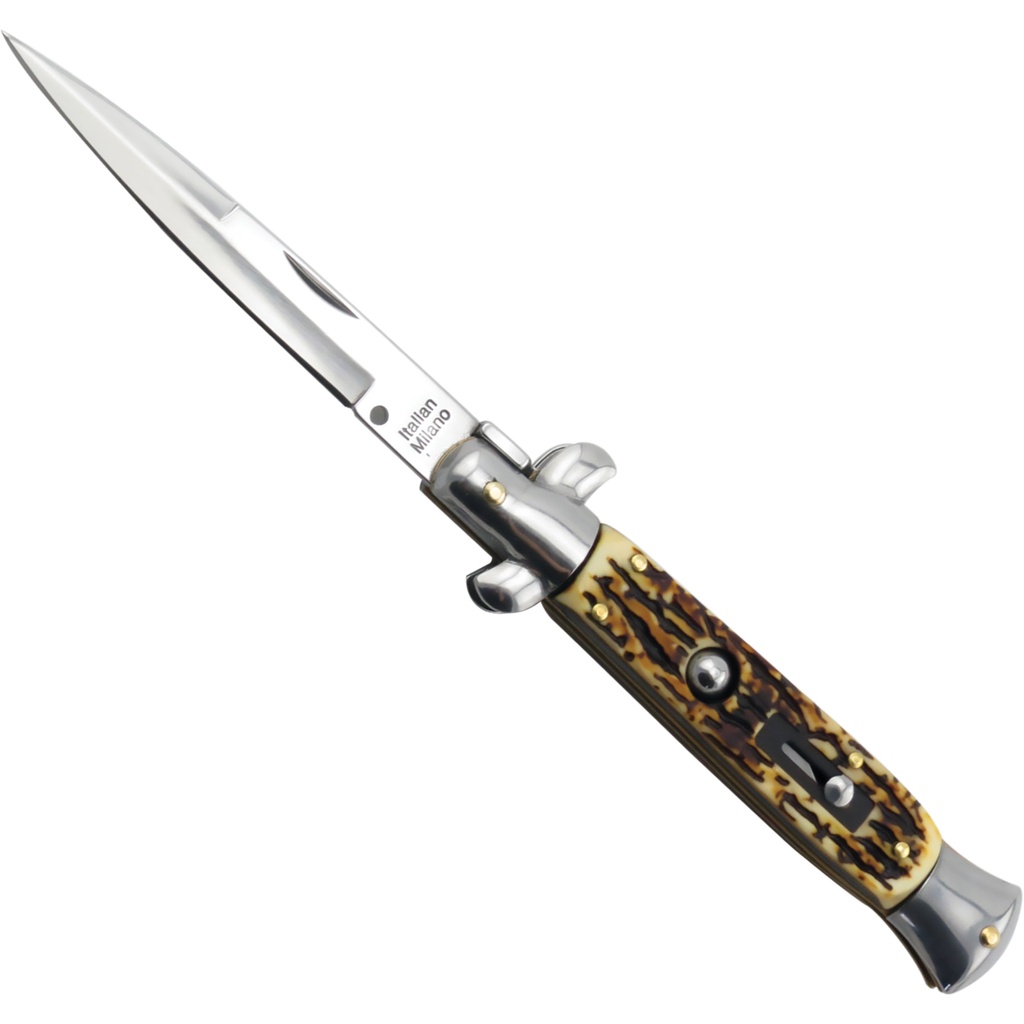 Godfather Heritage Automatic Stiletto Knife - Faux Stag