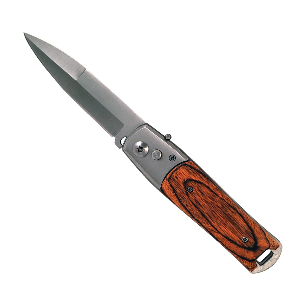 Heritage Snap Spear-Point Automatic Knife - Wood Overlay