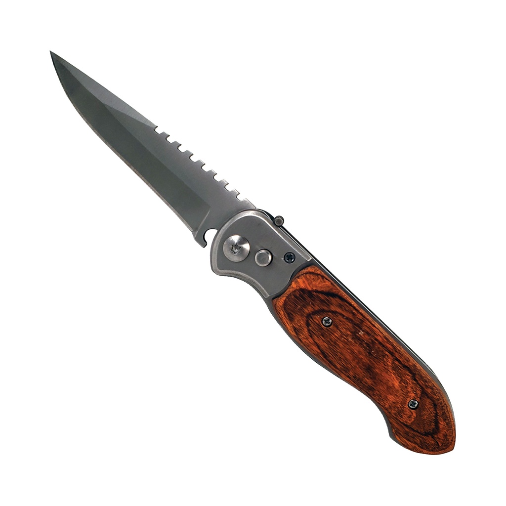 Woodland Release Safety-Lock Automatic Knife - Wood Grain