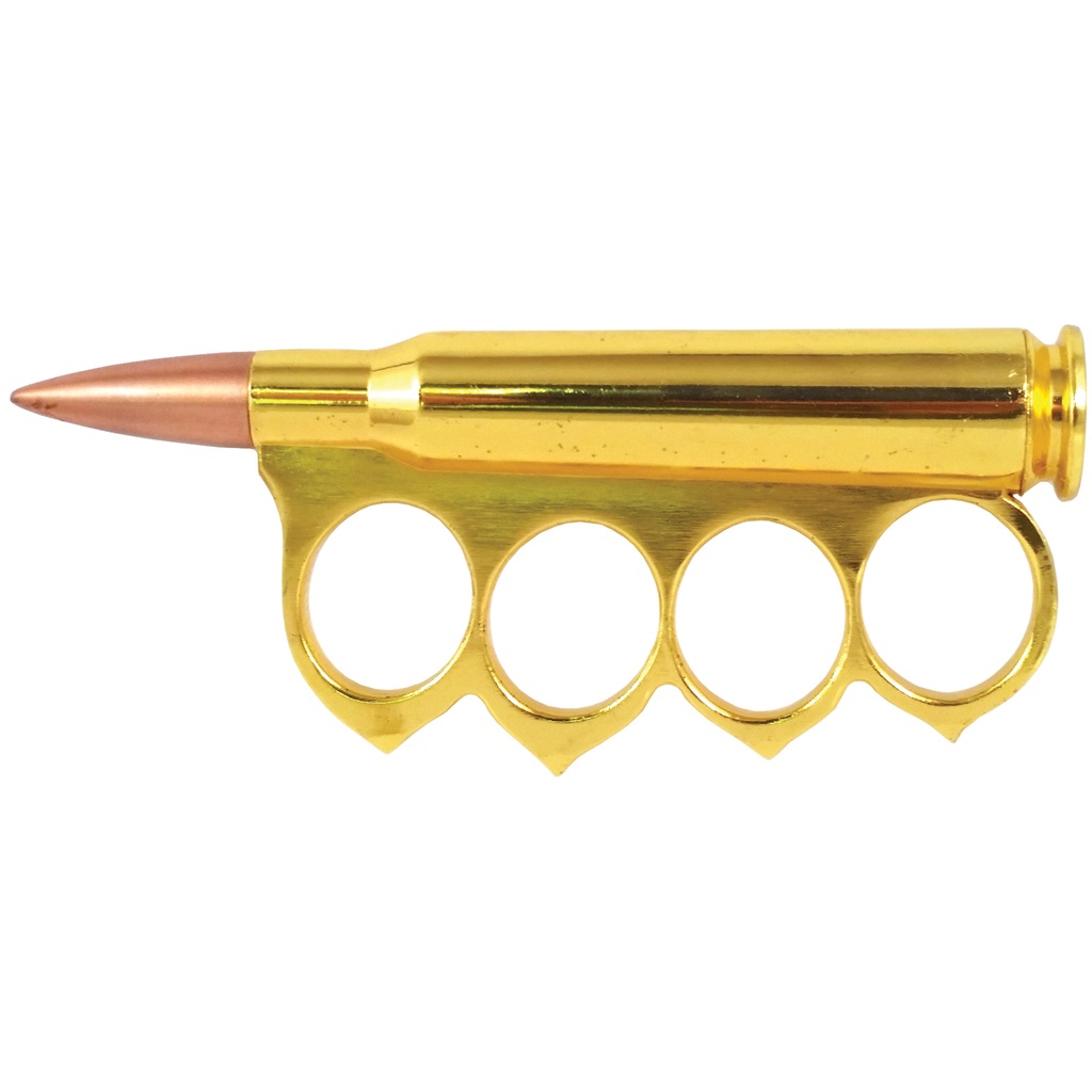 Rifle Round Stash-Compartment Brass Knuckles - Gold