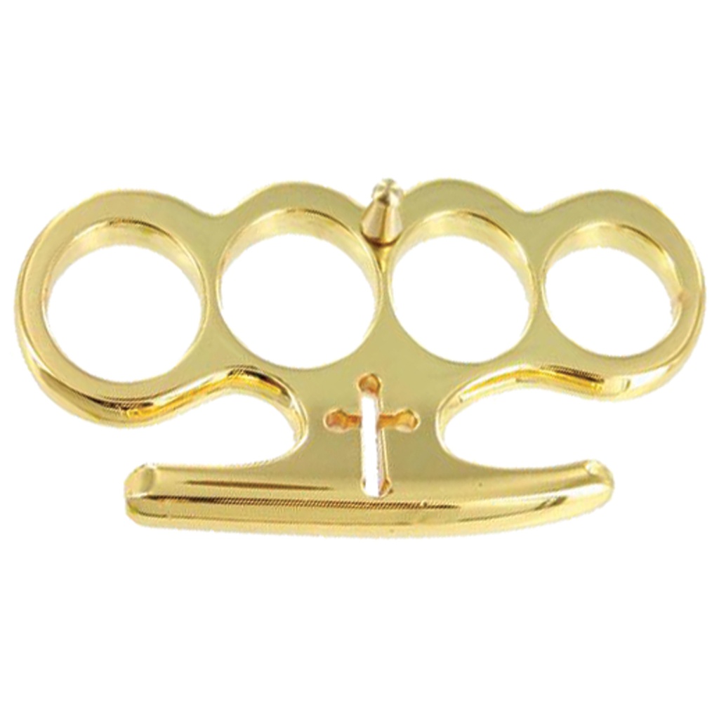 Divine Strike Cross Cutout Brass Knuckles - Gold