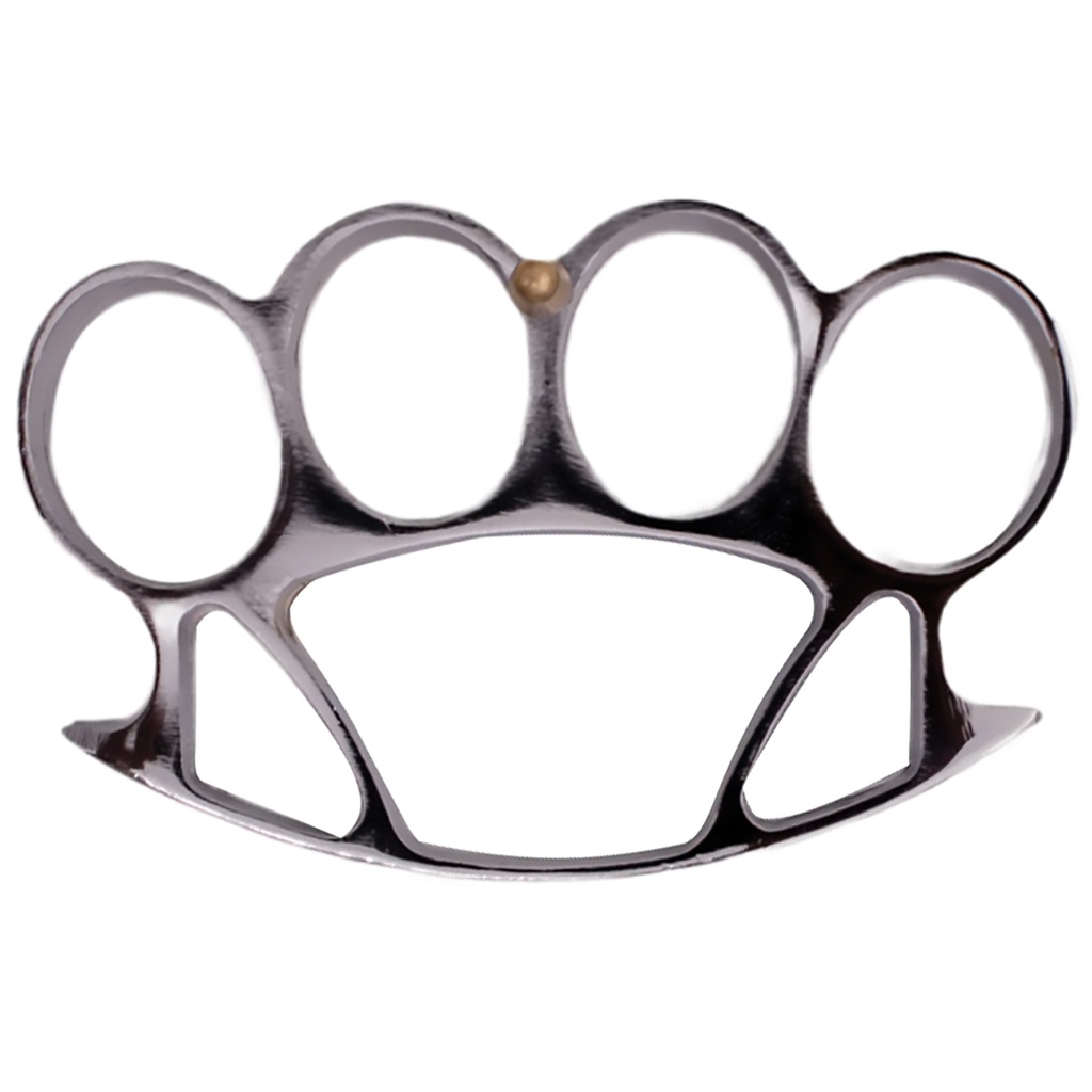 Fat Boy Overbuilt Belt Buckle Brass Knuckles - Silver
