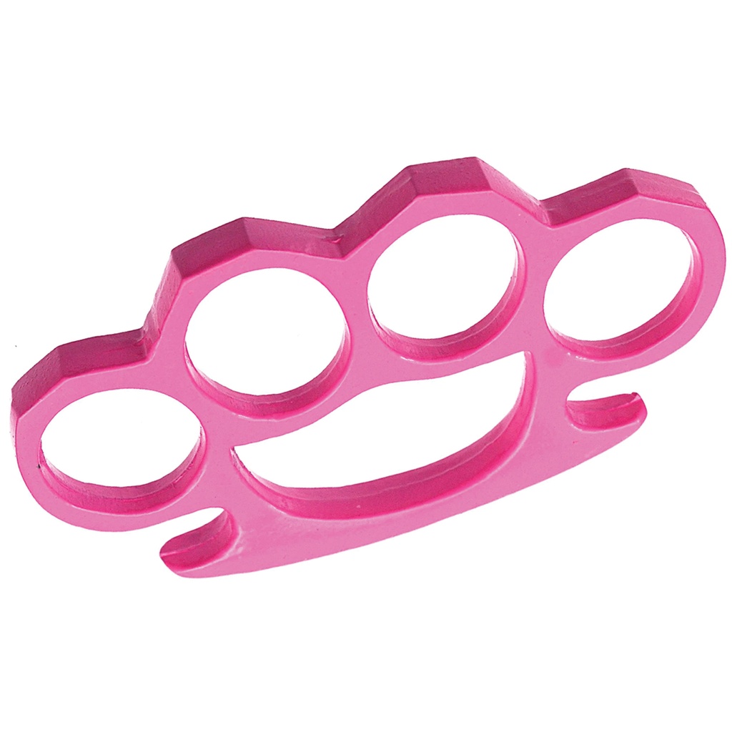 Rose Shield Compact Grip Brass Knuckles - Pink Steel