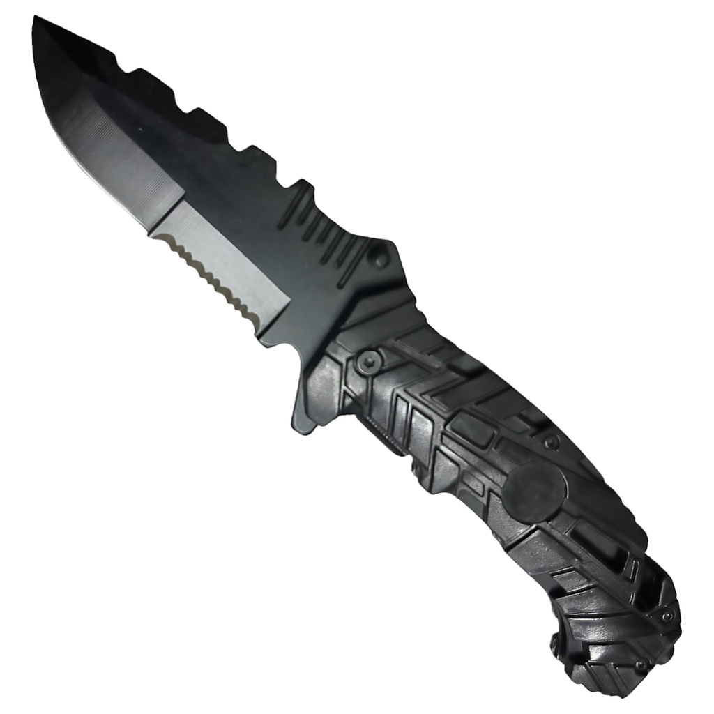 Stealth Armor Quick-Deploy Spring-Assisted Knife - Midnight Black
