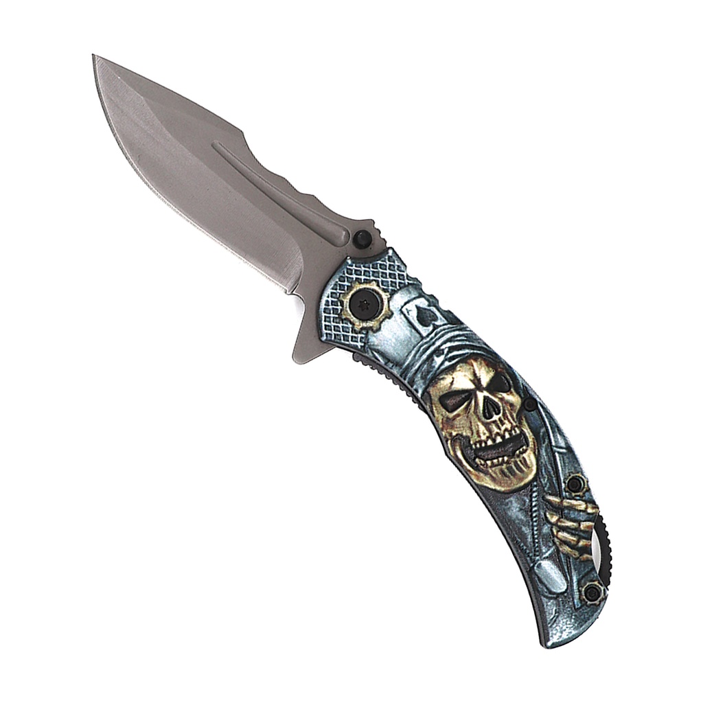 Top Hat Skull Quick-Deploy Spring Assisted Knife - Bone White