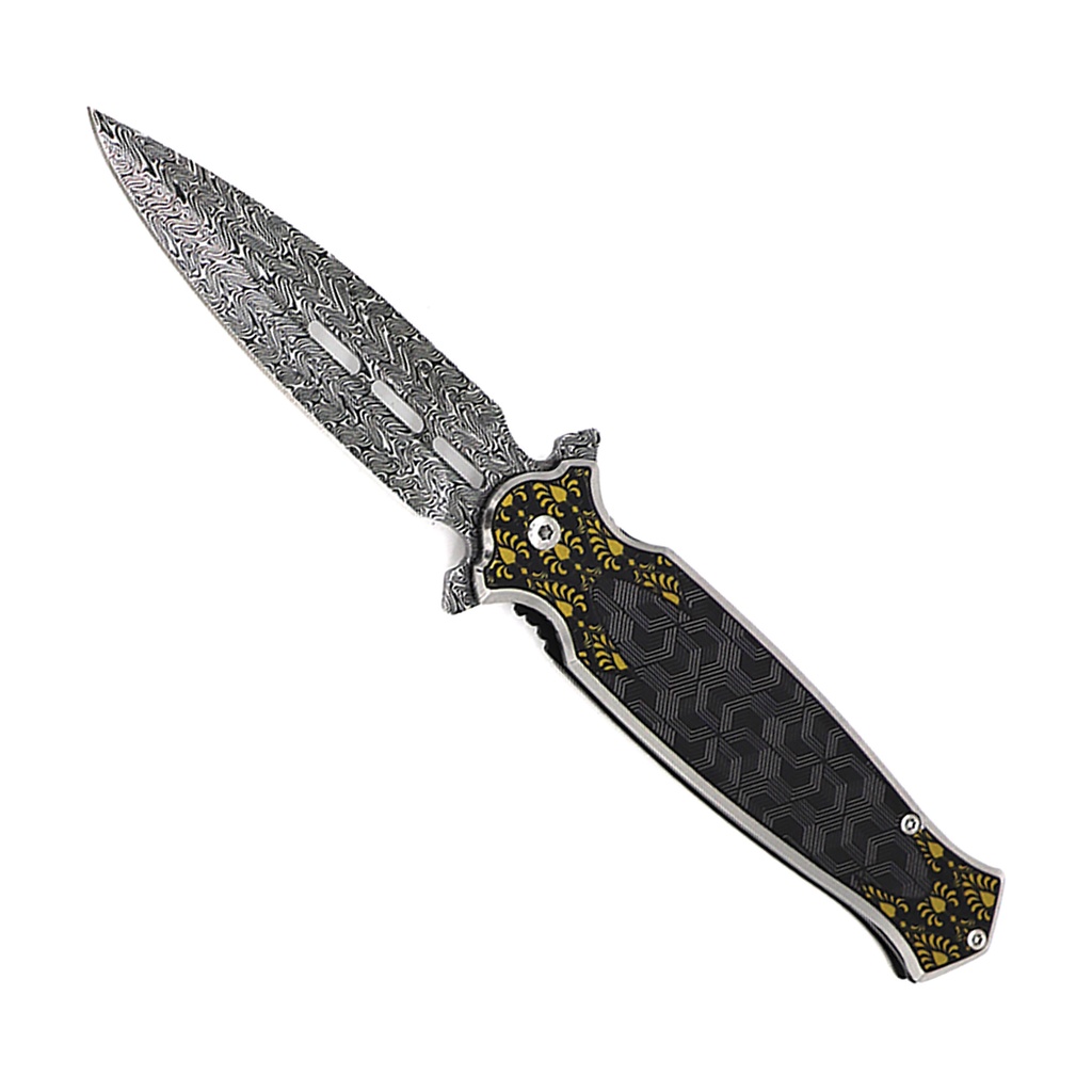 Vector Etch Geometric Dagger Assisted Opening Knife - Black