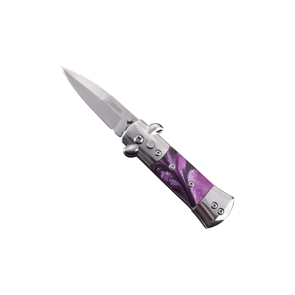 Milano Marble Micro Stiletto Automatic Knife - Purple
