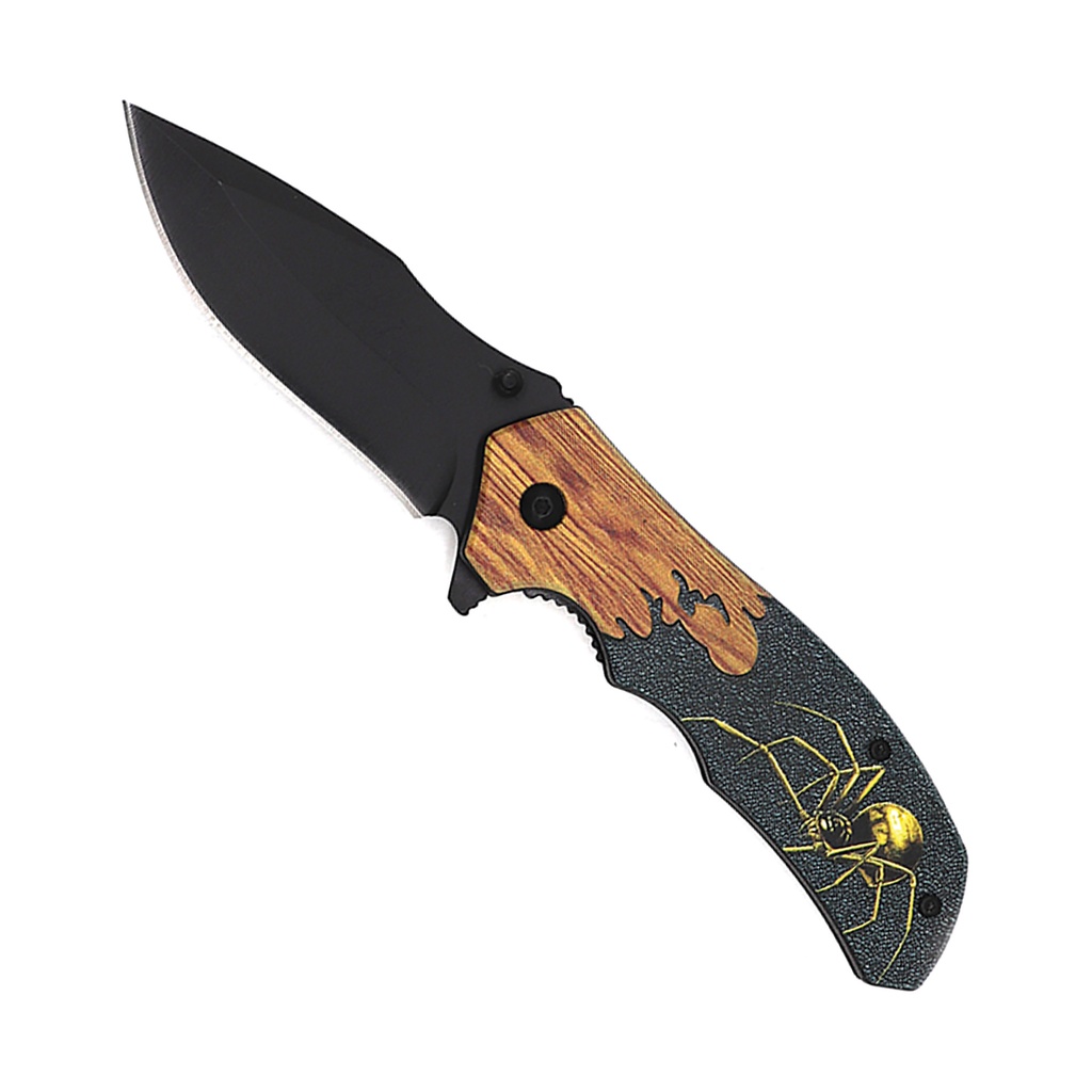 Night Weaver Quick-Deploy Assisted Opening Knife - Wood Grain Black