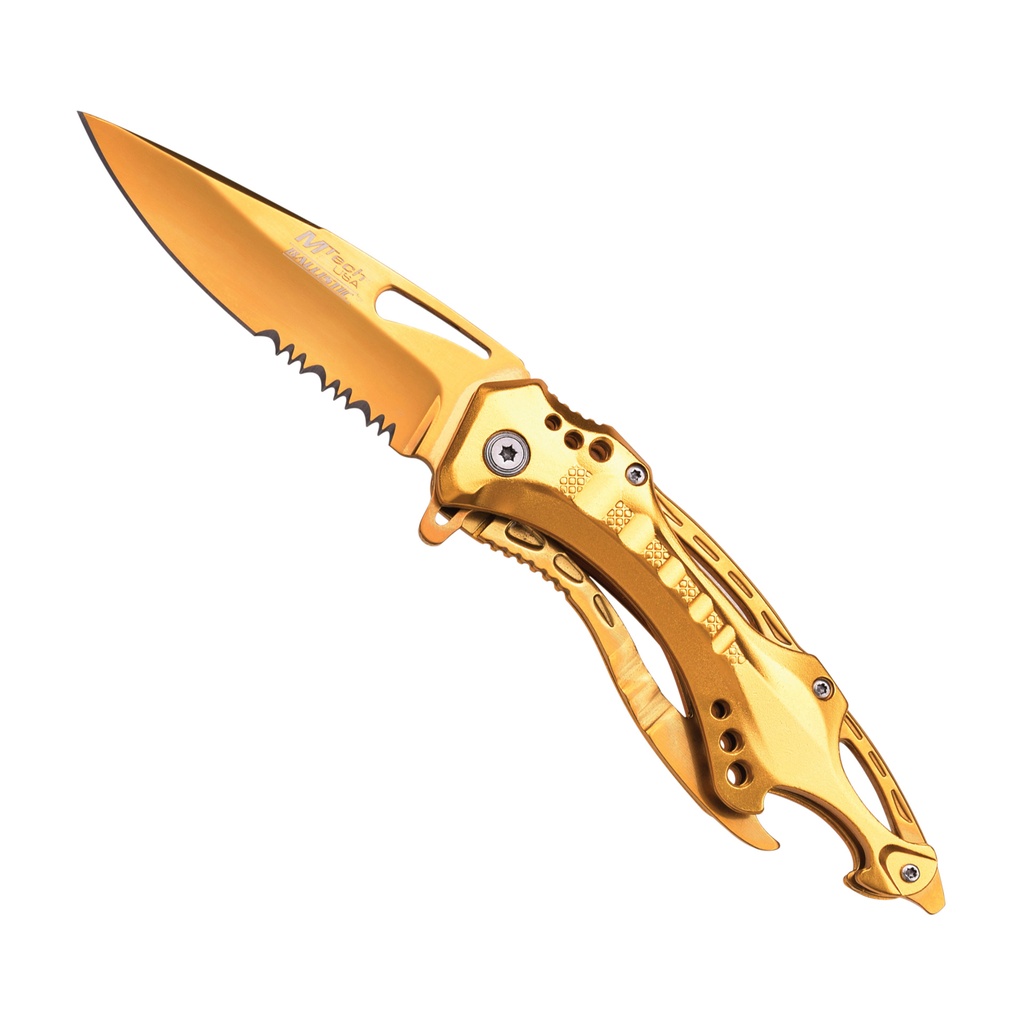 Bottle & Break Rescue-Utility Assisted Knife - Gold Titanium