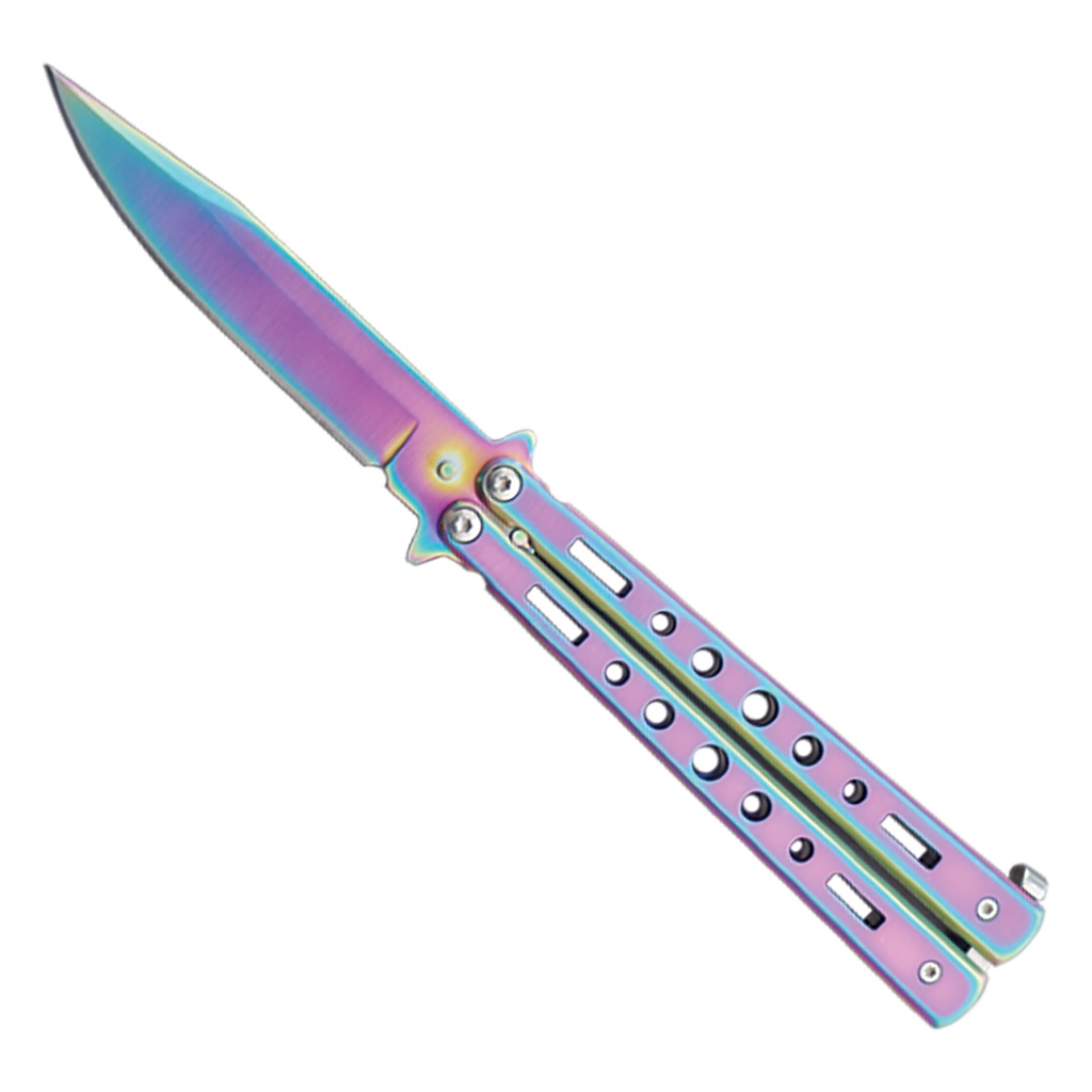 AerialFlow Balanced-Flipping Butterfly Knife - Rainbow Steel