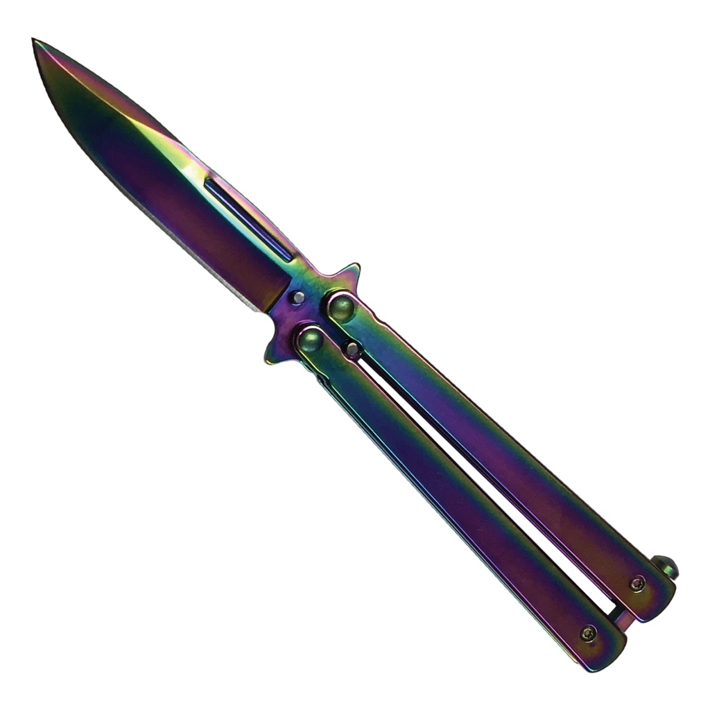Prism Flow Smooth-Action Butterfly Knife - Rainbow Steel