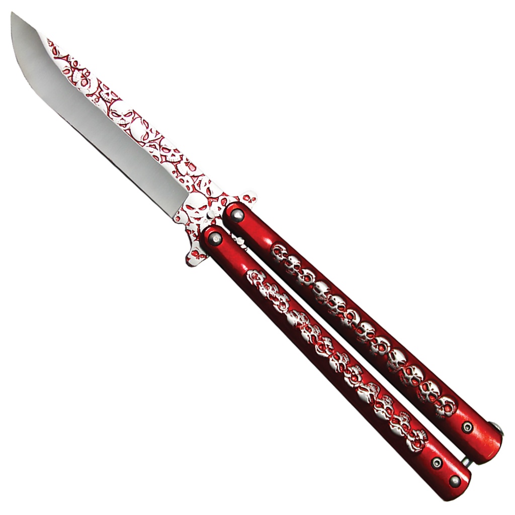 Skullstrike Specter 3D Skull Relief Training Butterfly Knife - Red