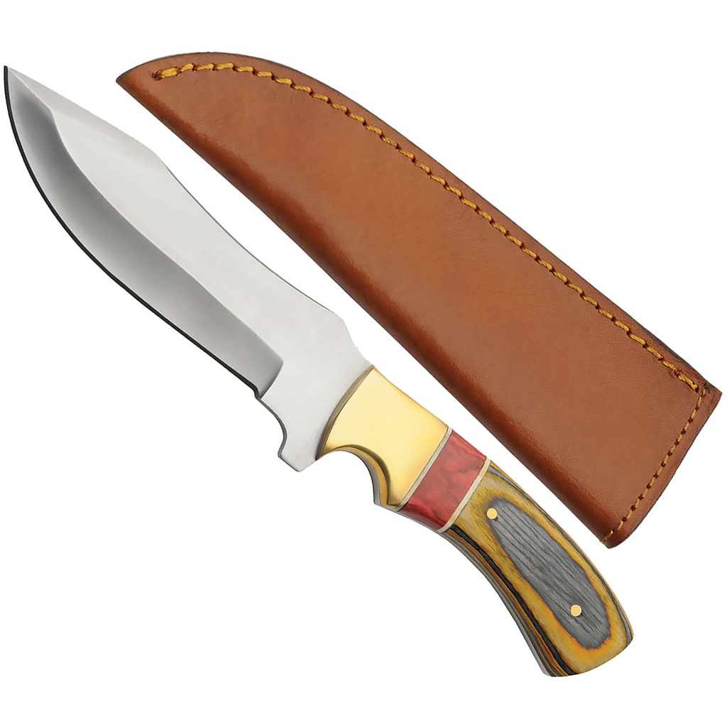 Sunset Stalwart Full-Tang Hunting Knife - Amber Pakkawood