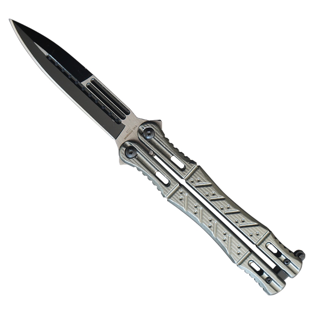Operator’s Balance Spear Point Butterfly Knife - Matte Gray Aluminum