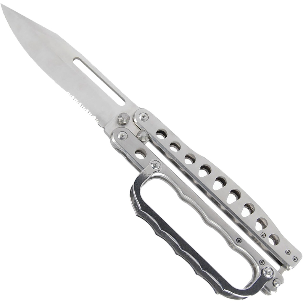 Handguard Safe-Flip Butterfly Knife - Matte Silver