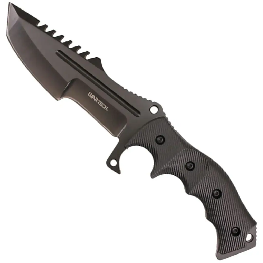Night Patrol Full-Tang Tactical Fixed Blade Knife - Black