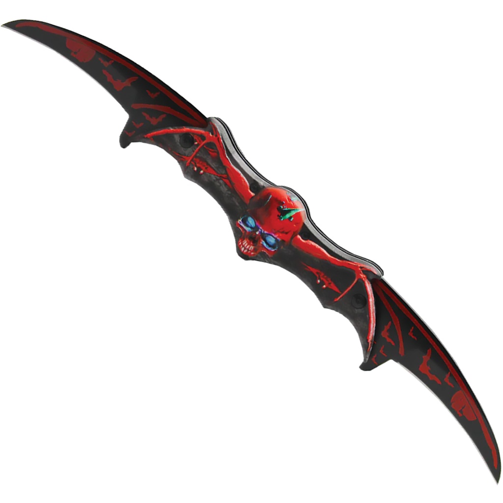 Aviator Skull Wing-Deploy Assisted Opening Knife - Red/Black