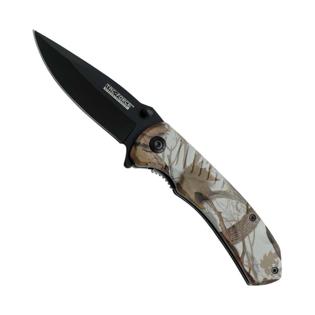 Winter Leaf Quick-Deploy Spring Assisted Knife - Brown Camo