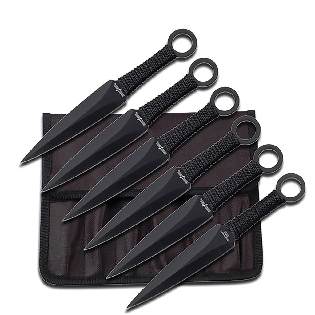 Ringbound Six Precision Throwing Knife Set - Black Cord