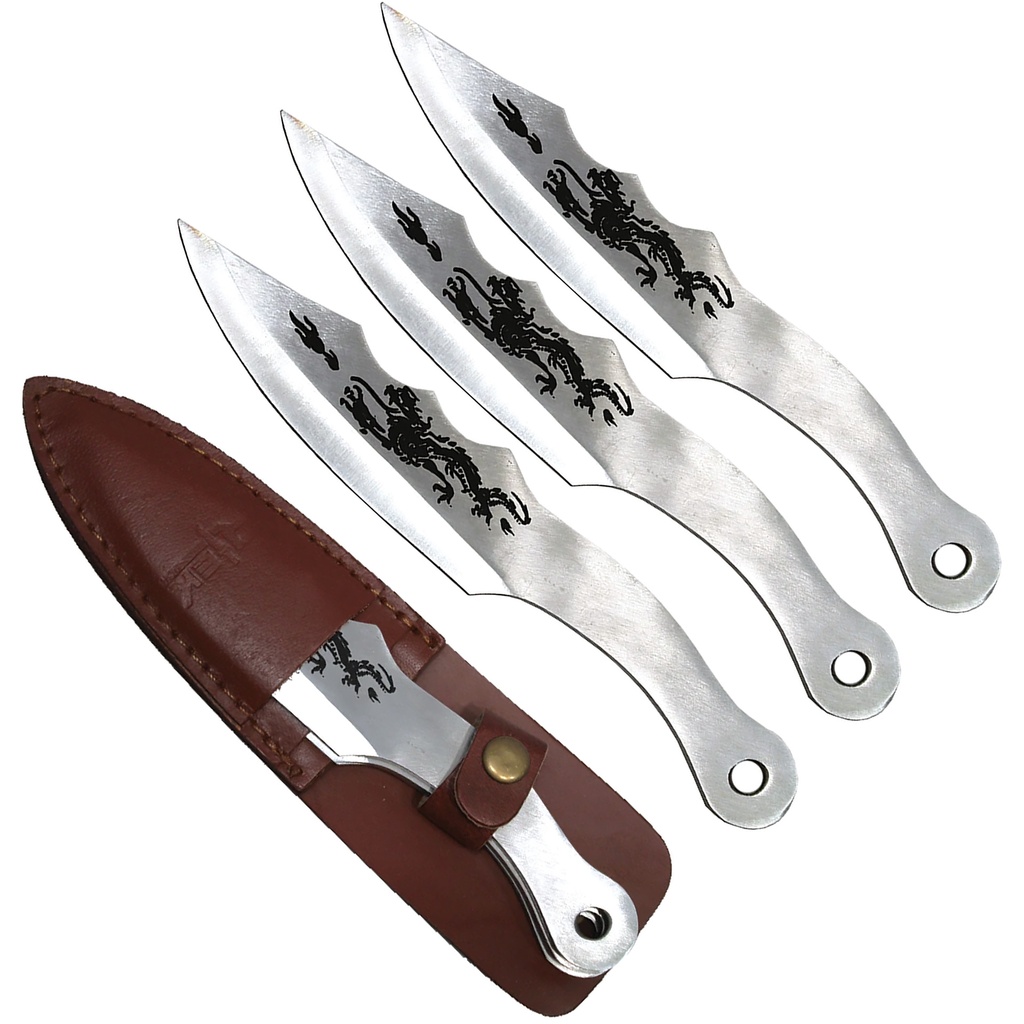 Dragon Flight Balanced Throwing Knife Set - Silver Steel