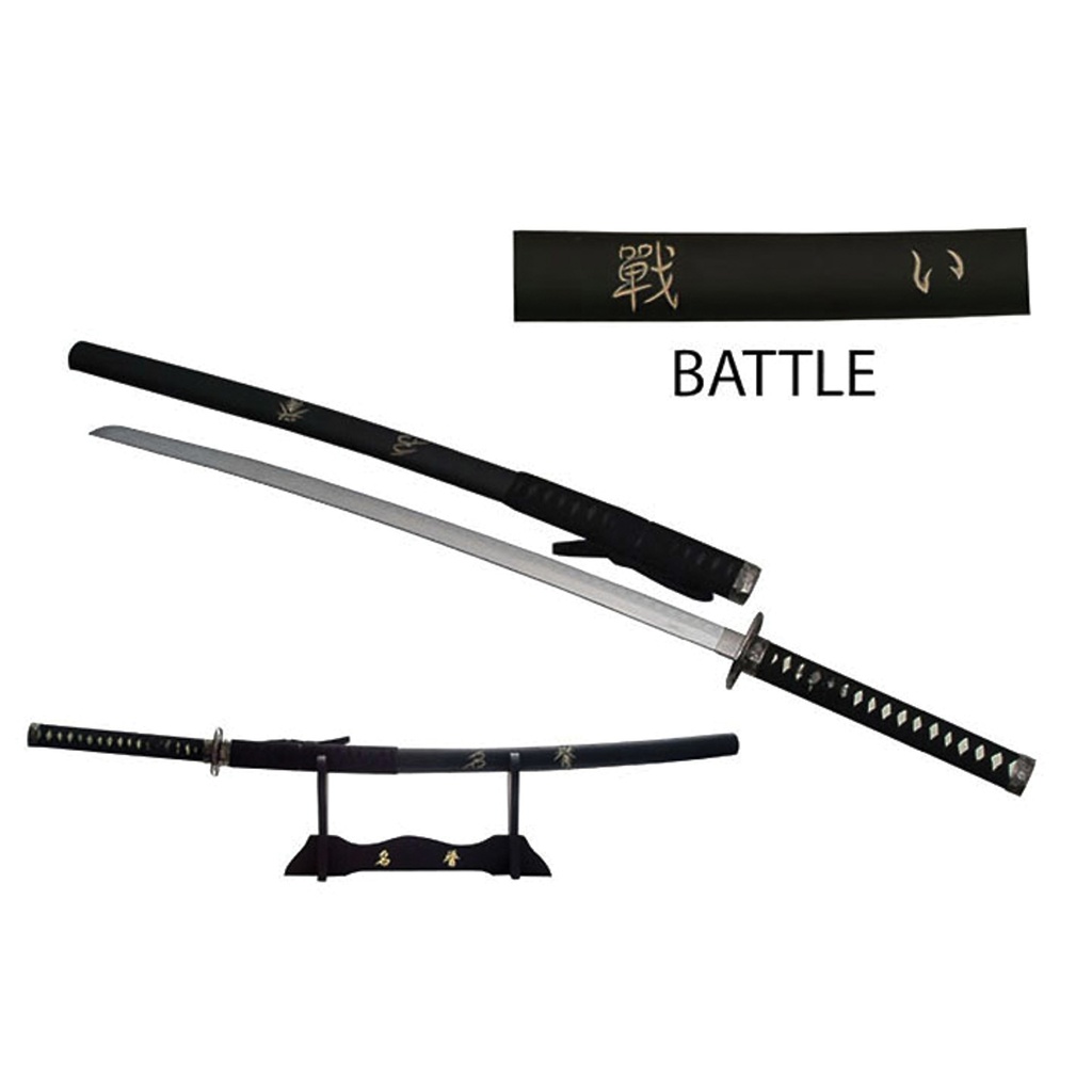 Midnight Kanji Display-Ready Samurai Sword - Black Finish
