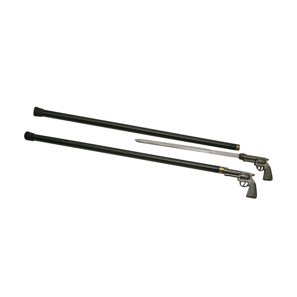 Duellist Pistol-Handle Sword Cane - Pewter