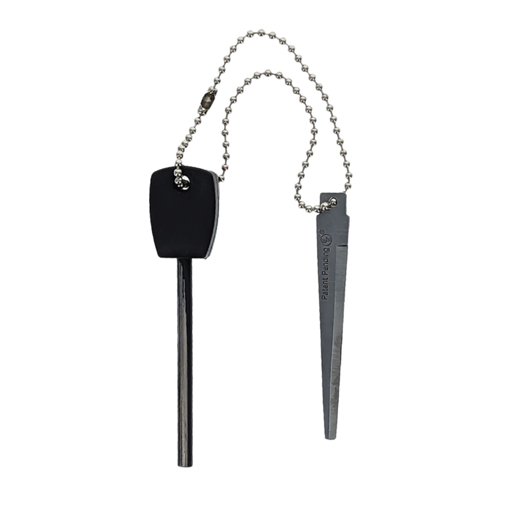 Knurled Micro Keychain Ferro Rod Fire Starter - Midnight Black