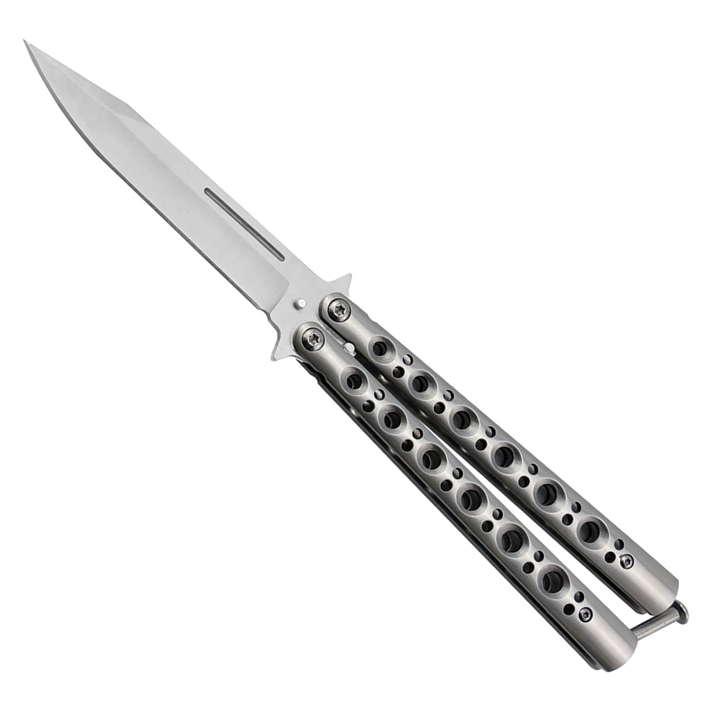 Flow-State Six-Hole Balisong Knife - Silver Steel