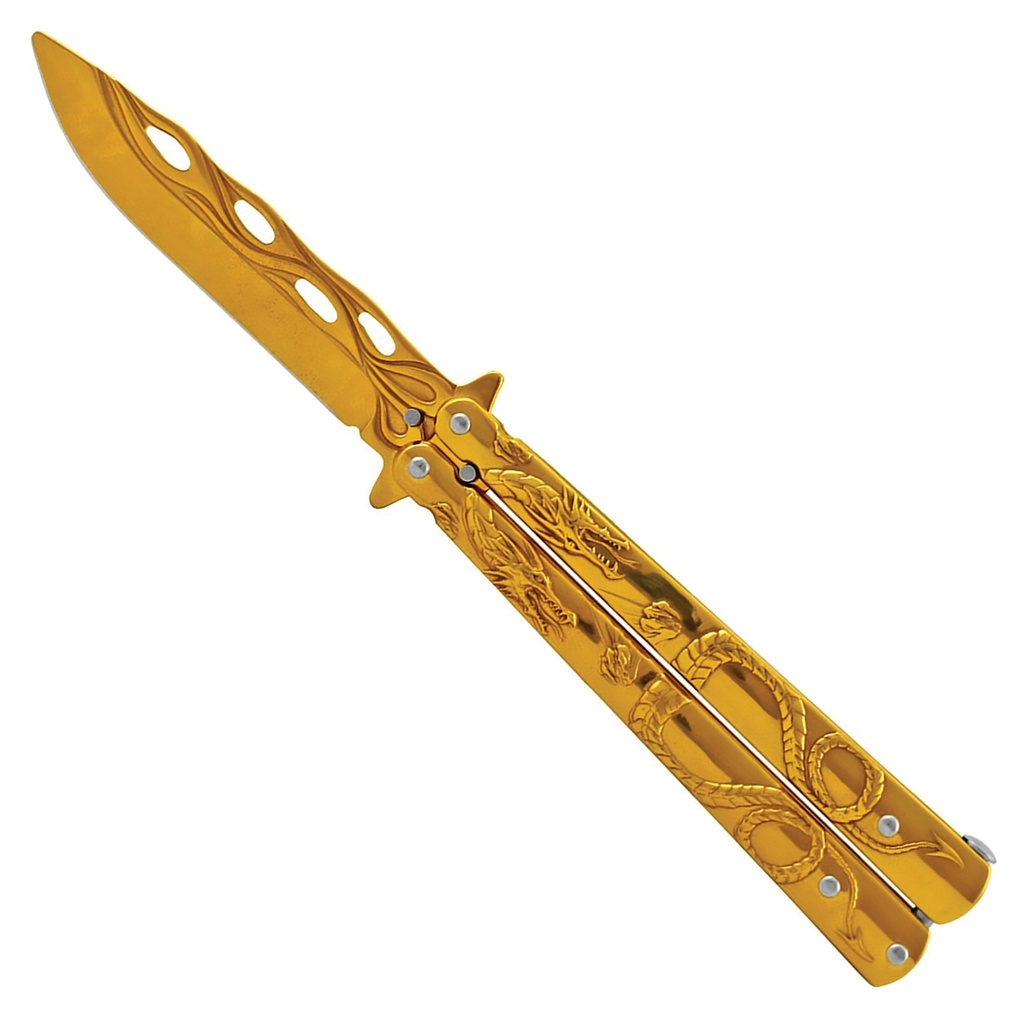 Dragon Wave Flow Balisong Trainer - Gold