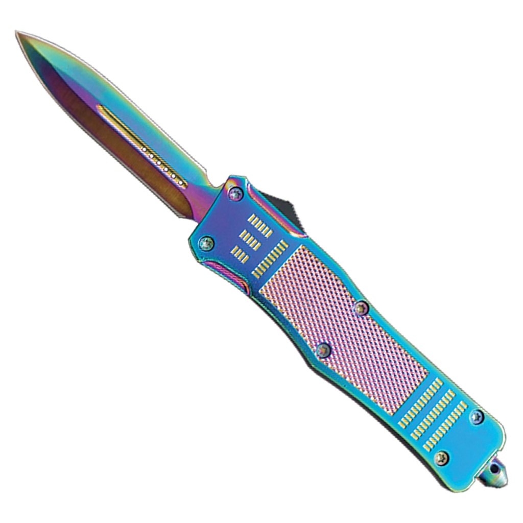 Spectrum Surge Dual-Action OTF Knife - Rainbow Titanium