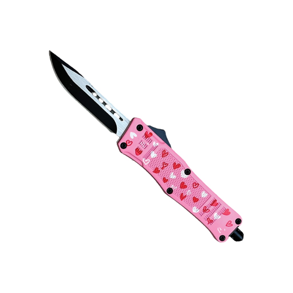Heartbeat Glide OTF Automatic Knife - Pink Hearts