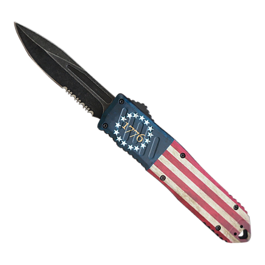 1776 Liberty Slide Single-Action OTF Knife - USA Flag Aluminum