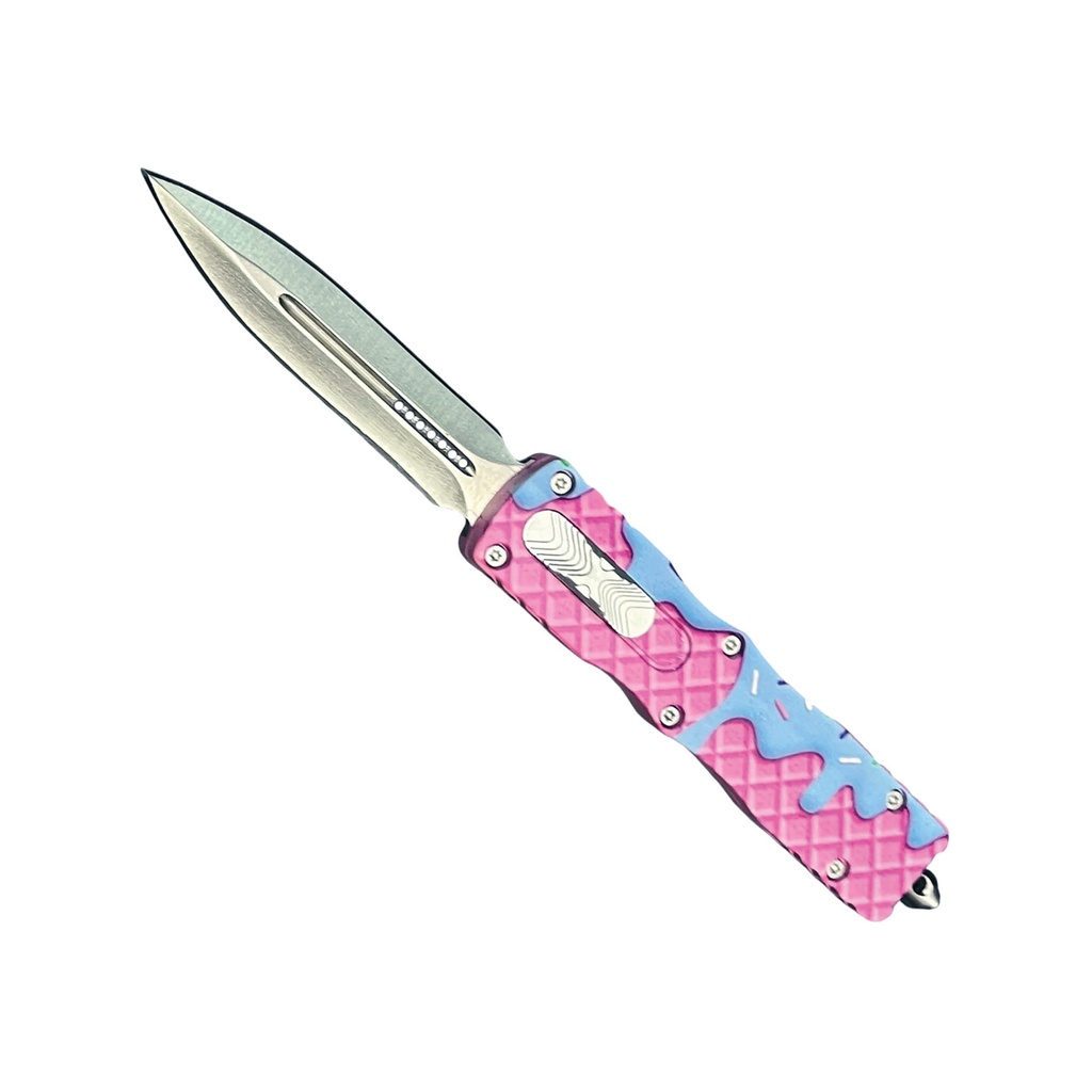 Waffle Cone Quick-Deploy OTF Knife - Sprinkles Pink