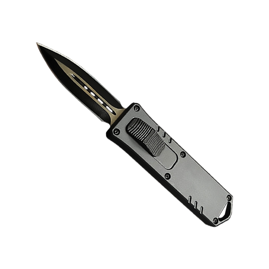 Stubby Front-Switch Compact OTF Knife - Gray Aluminum