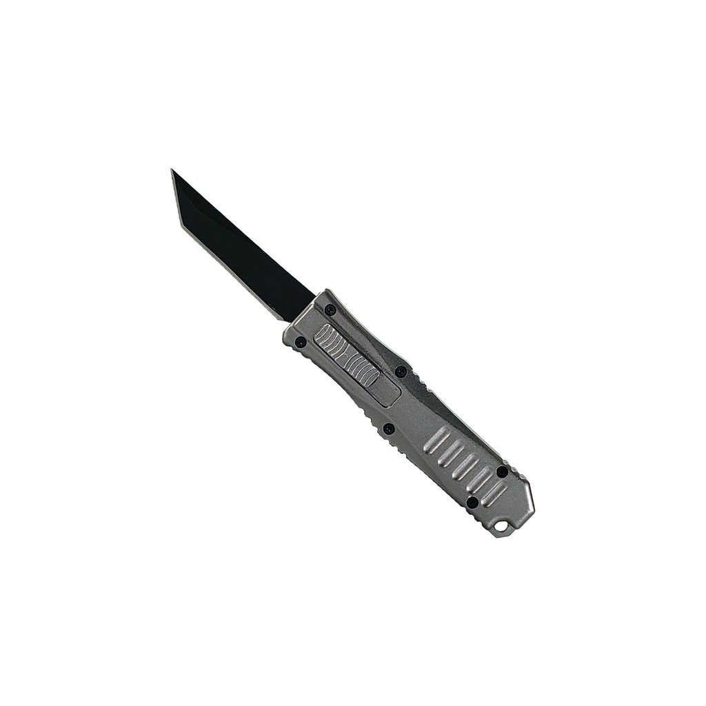 Carbon Check Micro-Tanto Mini OTF Knife - Gray Anodized
