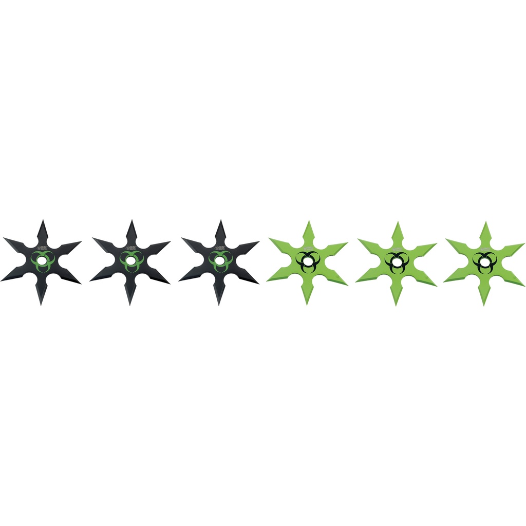 Biohazard Vortex Balanced Throwing Stars - Black & Green Steel