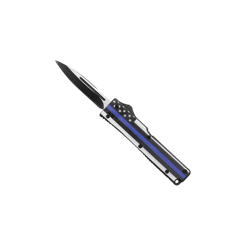 Blue Line Patriot Quick-Deploy OTF Knife - Rubberized Black