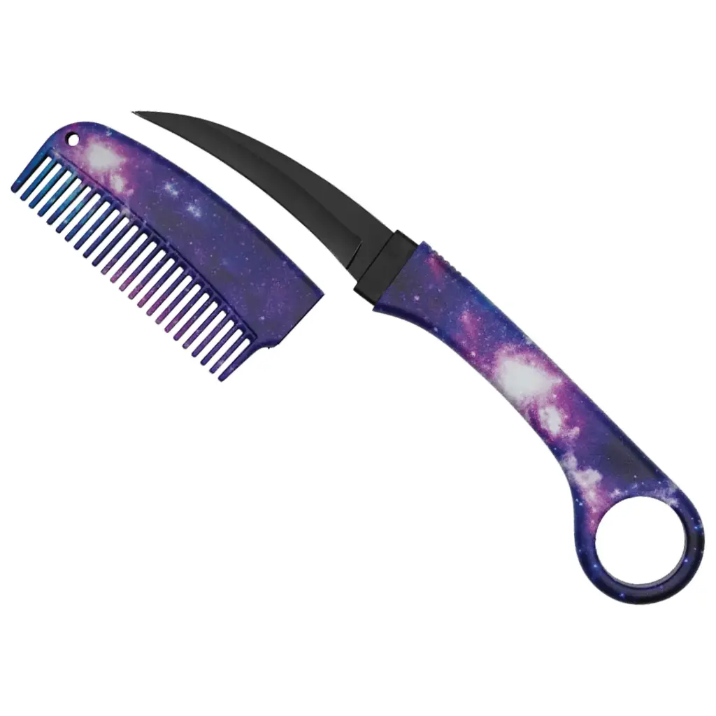 Cosmic Disguise Karambit Comb Knife - Galaxy Purple