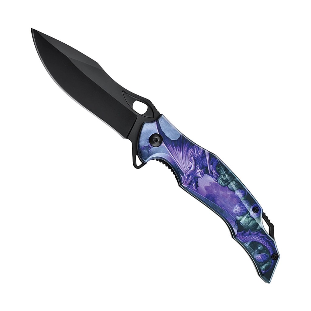 Obsidian Dragon Rapid-Deploy Spring-Assisted Knife - Purple 3D Handle