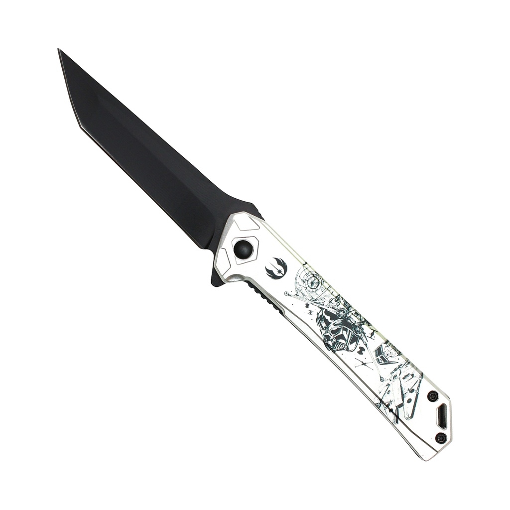 Dark Lord Silhouette Rapid-Deploy Assisted Opening Pocket Knife - Black Steel
