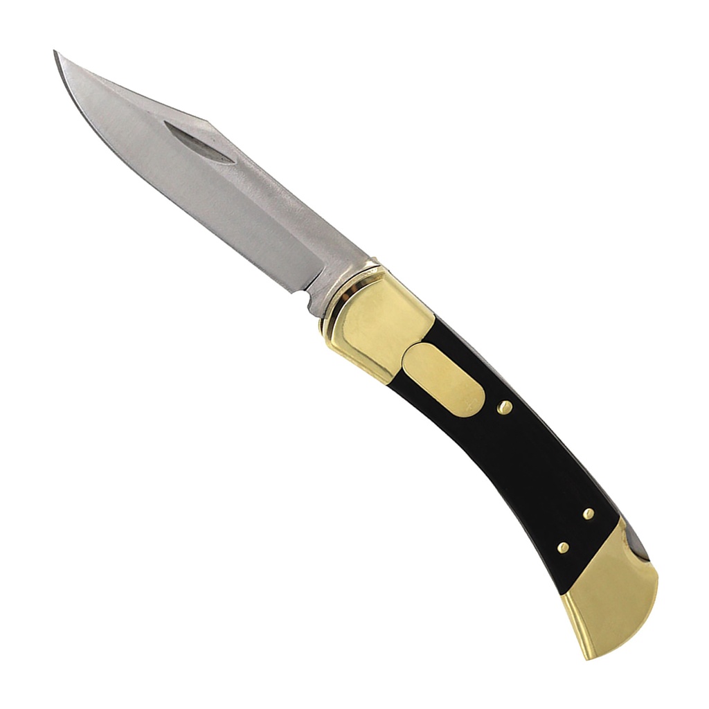 Heritage Lockback Rapid-Deploy Automatic Knife - Brass & Wood